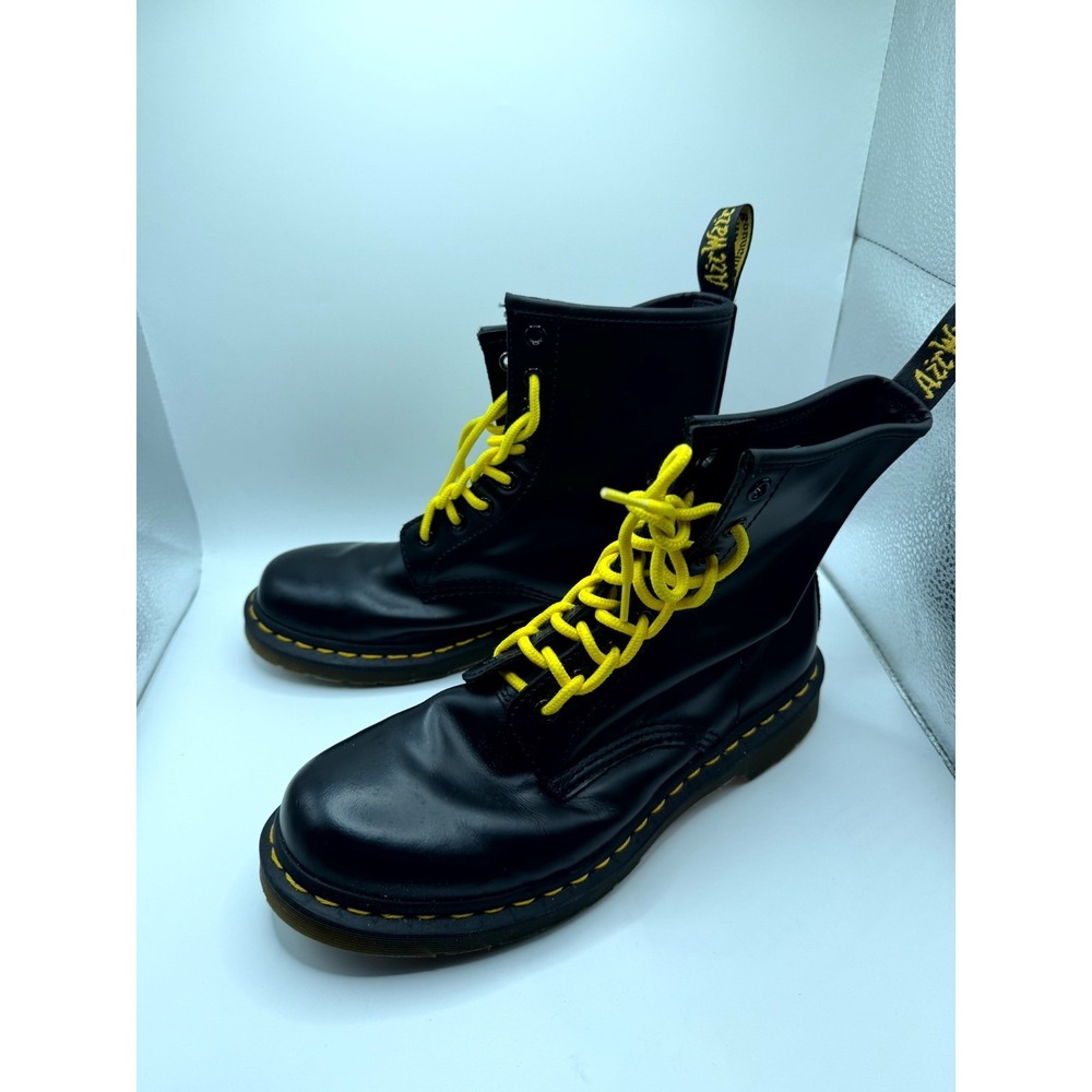 Dr. Martens‎ 1460W Women's 8 Combat Black Smooth Leather Ankle Lace Up Boots